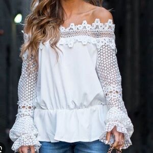 Elegant White Lace Off-Shoulder Top